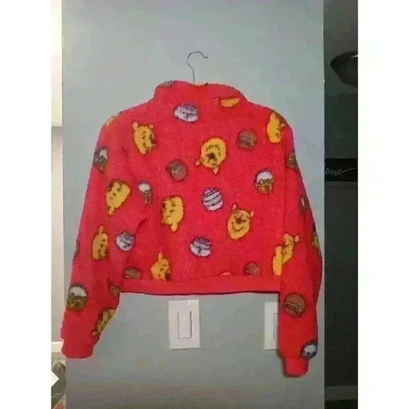 Disney Winnie The Pooh Fuzzy Half-Zipper Juniors Sweater Medium - Picture 2 of 8